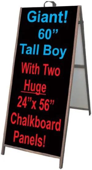 Wood A-Frame 24"x60" Double Sided Sidewalk Signs w/ Chalkboard Panels