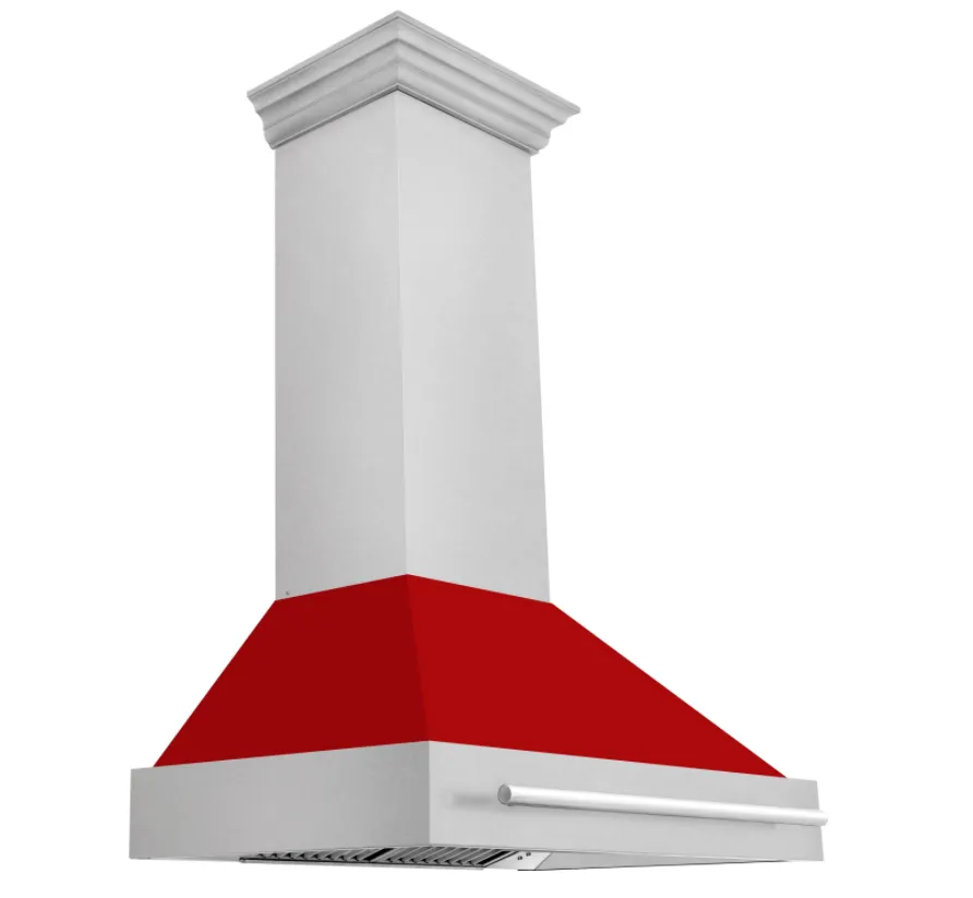 ZLINE 30" DuraSnow Stainless Steel Range Hood with Red Matte Shell (8654SNX-RM-30)